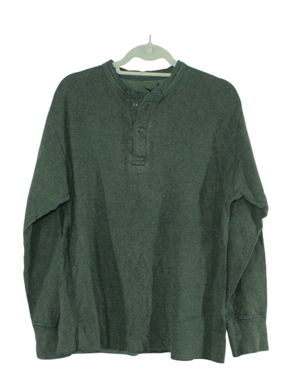 LL Bean Men's Two Layer River Driver's Shirt Henley Warm Casual Work Green L